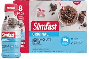 SlimFast Meal Replacement Shake, Original Rich Chocolate Royale, 10g of Ready to Drink Protein for Weight Loss, 11 Fl. Oz Bottle, 8 Count