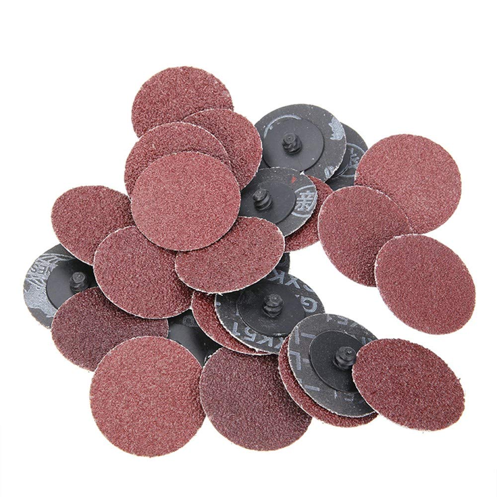 SENRISE 25PCS 2" Roll Lock Sanding Discs, Aluminum Oxide Grit (80 Grits), R-Type, Compatible with Air/Electric Drill & Rotary Tools, Black