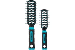 Conair Grip & Lift Vent Hairbrush 2PK, Full-Size and Mid-Size Brush Set, Nylon Bristle Hairbrushes for Blowout Styling, Value Pack