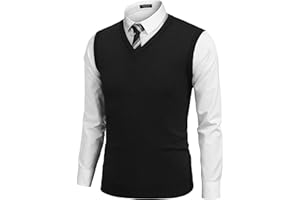 COOFANDY Men's Sleeveless Sweater Vest V-Neck Slim Fit Lightweight Vest Business Casual Pullover