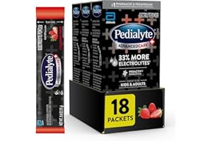 Pedialyte AdvancedCare Plus Electrolyte Powder, Has 33% More Electrolytes and PreActiv Prebiotics, Strawberry Freeze, 18 Powder Packet