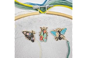 MAGNEECH 3Pcs Insect Themed Needle Minder, Magnetic Pin Holder for Cross Stitch, Needlework and Embroidery Accessories - Keep Your Needles Secure（ Bees，Butterflies，Cicadas）
