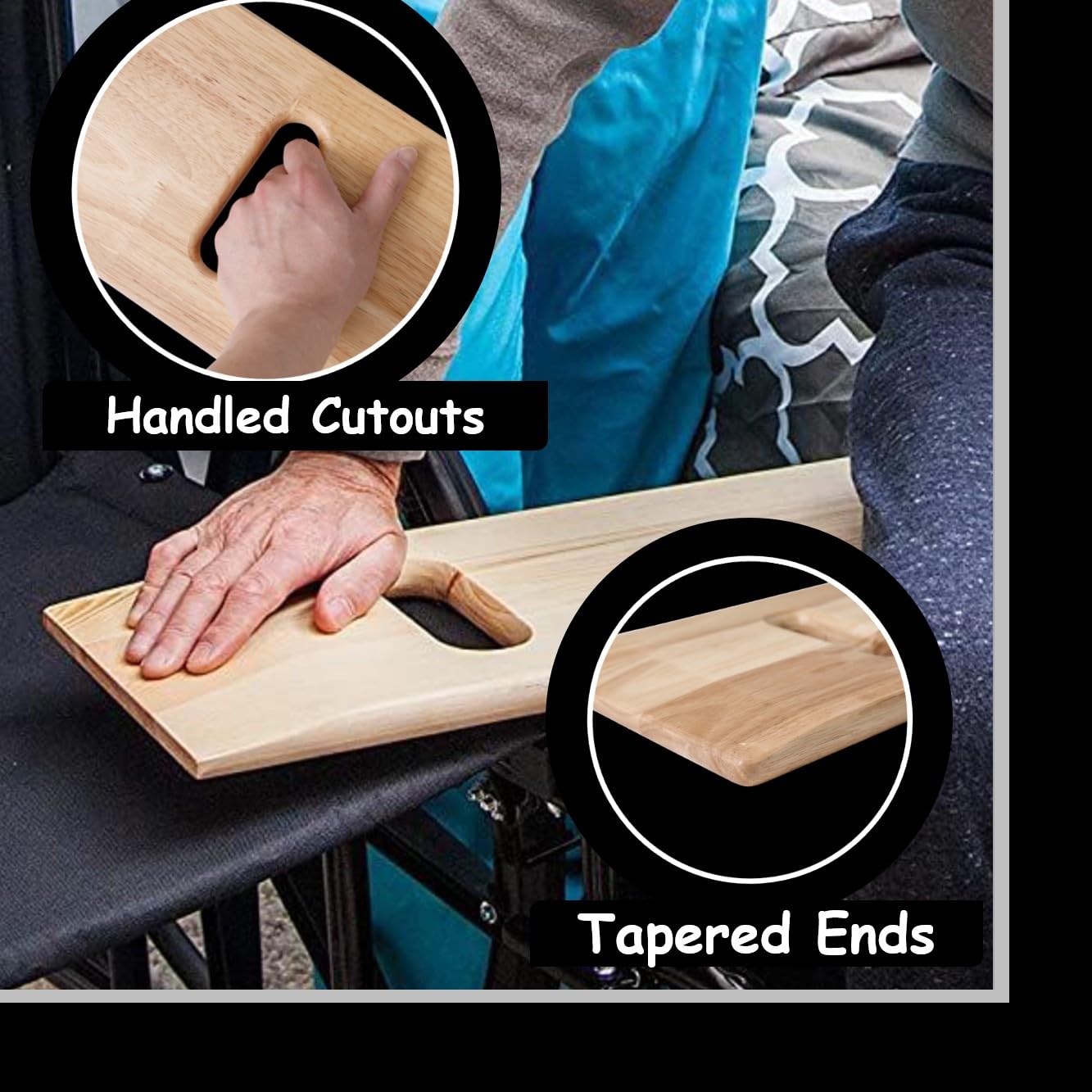 King Mills Plus Size Pinewood Extra Wide and Thick Transfer Board/Slide Board for Transferring to Wheelchair, Bed or Car. Ideal for Seniors, Elderly or Physical Therapy Patient.L