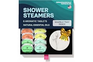 WONDER FAMILY Aromatherapy Shower Steamers Gift Set for Women & Men – Green Tea, Jasmine, Lemongrass, Citrus – Essential Oil Vapor Shower Tablets, Individually Wrapped Shower Melts, Spa Gifts for Christmas