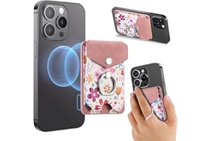 Giumel Magnetic Wallet with Phone Ring Stand, Compatible with Mag-Safe Wallet, with Privacy Flip Cover and Super Strong Magnetic Force. Magnetic Wallet for iPhone 15/14/13/12 for Girl Women Pink