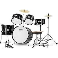 VEVOR Kids Drum Set, 5-Piece, 16 in Beginner Full Drum Set with Bass Toms Snare Floor Drum Adjustable Throne Cymbal Hi-Hat Pe