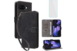 IUQXU for Google Pixel 10A Wallet Phone Case with Screen Protector [RFID Blocking] Leather Card Slots Kickstand Women Flip Ce