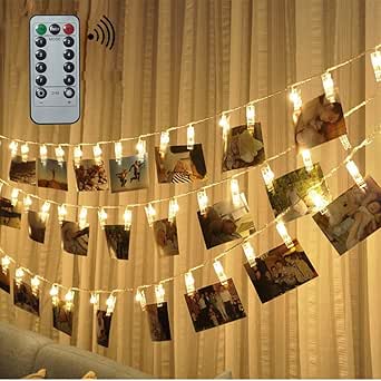 Tira de luz LED con pinzas para colgar 40 fotos, ideal como decoración