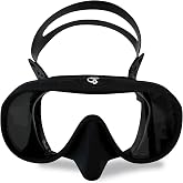 SCUBA Network Spartacus Frameless Dive Mask, Ultra-Clear Low-Iron Glass | Ultra-Clear Single Lens Delivers Panoramic Views &amp; Truer Color Underwater, Low-Volume Build &amp; 100% Silicone Skirt Fold Flat