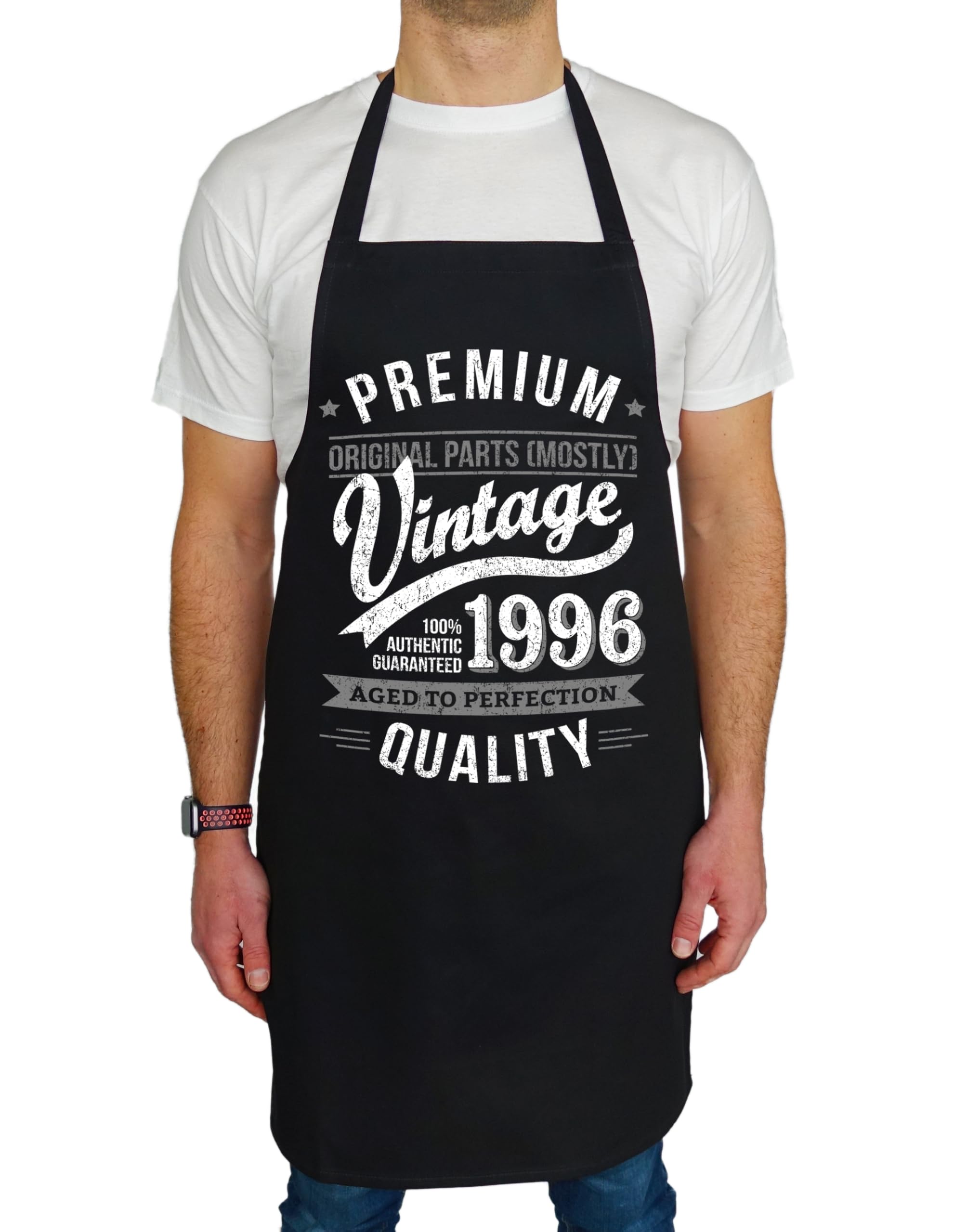 My Generation Gifts 1996 Premium Vintage Year - Aged To Perfection - 30th Birthday Gift | Present for Men Apron Black