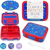 Kinsho Bento Lunch Box for Kids Toddlers, 5 Portion Control Sections, BPA Free Removable Plastic Tray, Pre-School Kid Toddler Daycare Lunches, Snack Container Ages 3 to 7 (Blue Space Rockets)
