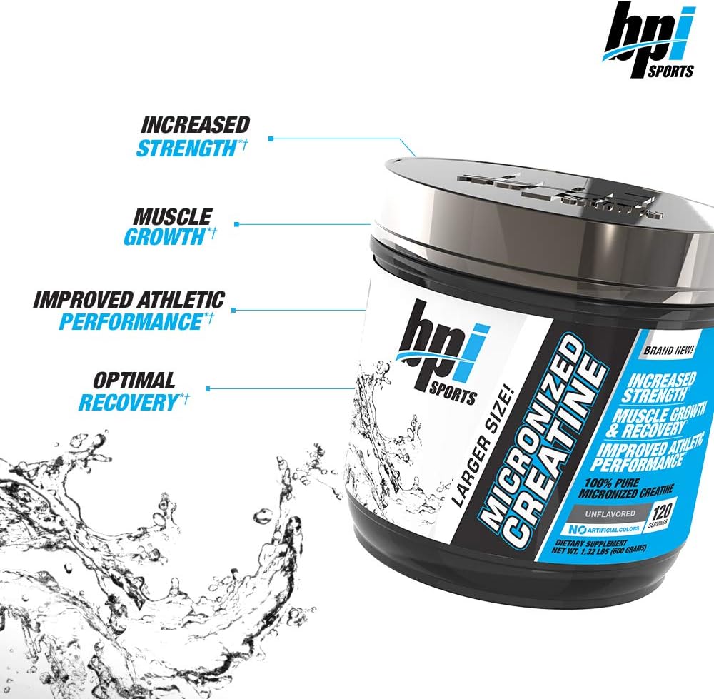 BPI Sports Micronized Creatine - Increase Strength - Reduce Fatigue - Lean Muscle Building - 100% Pure Creatine - Better Absorption - Supports Muscle Growth - Unflavored - 120 Servings - 21.16 Ounce: Health & Personal Care