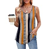 OFEEFAN Womens Tank Tops Loose Fit Scoop Neck Casual Summer Tops Curvy Hem