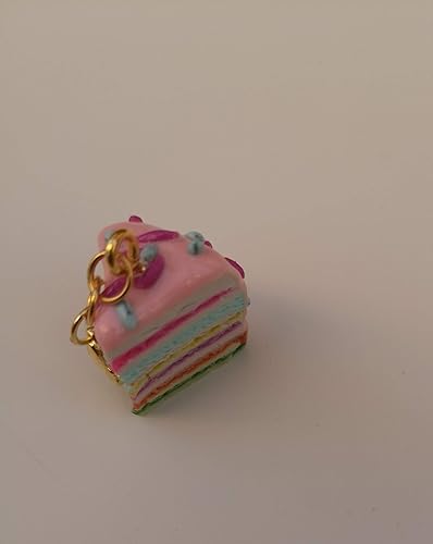 Pink Iced Rainbow Cake Slice Charm Amazon Co Uk Handmade