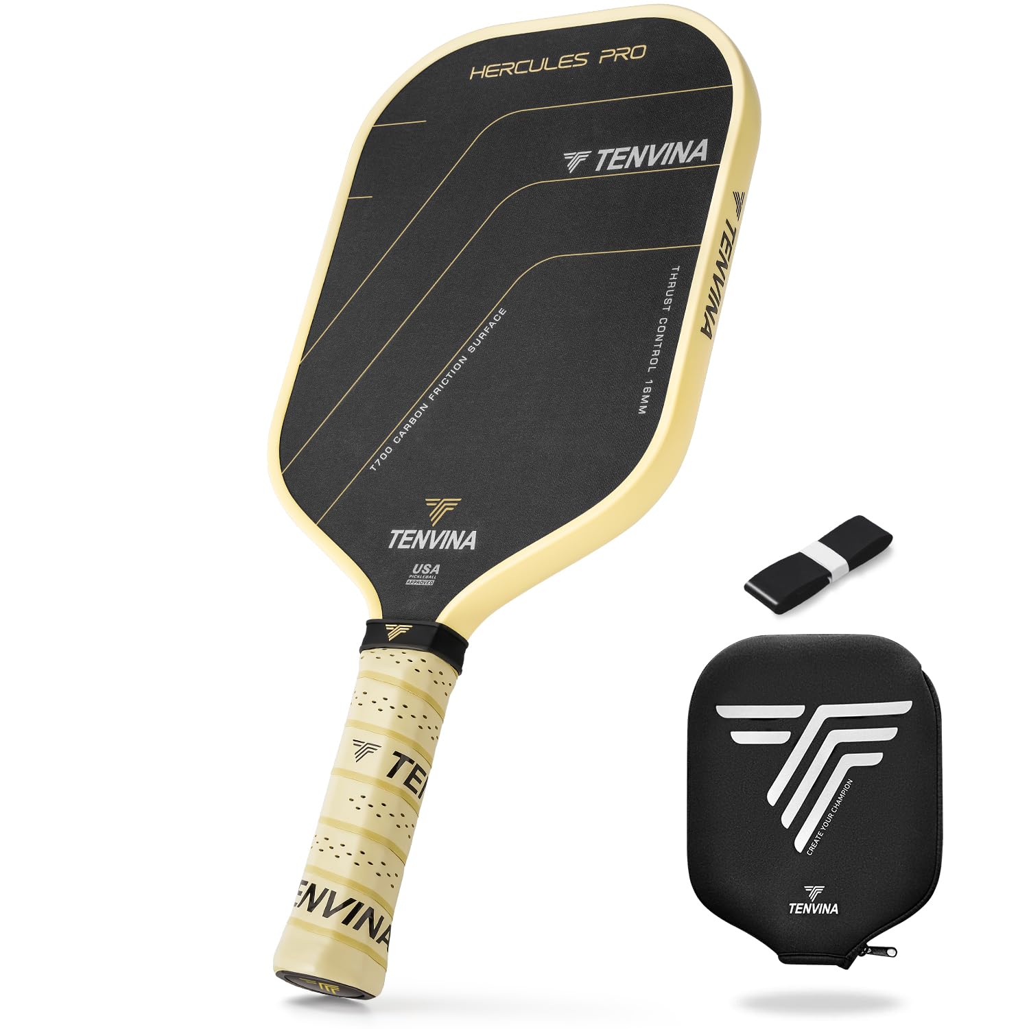 TENVINA Pickleball Paddles, Professional Thermoformed Pickle Ball Paddle, T700SC Friction Carbon Fiber Pickleball Paddle USAPA Approved, Unmatched Power and Larger Sweet Spot Image TENVINA Pickleball Paddles, Professional Thermoformed Pickle Ball Paddle, T700SC Friction Carbon Fiber Pickleball Paddle USAPA Approved, Unmatched Power and Larger Sweet Spot Image