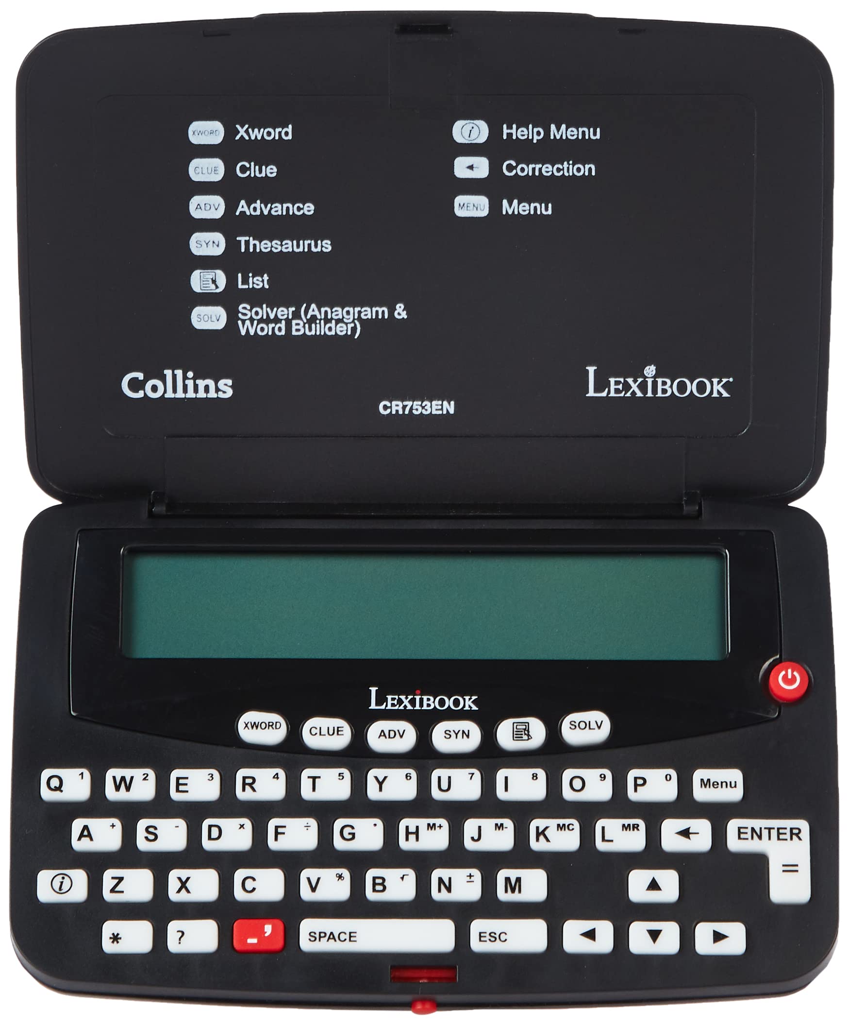 LEXIBOOK DC753EN Electronic Pocket Spellchecker, Thesaurus, Crossword, Conjugation, Anagram Solver, Words Games, with Battery, Blue/White