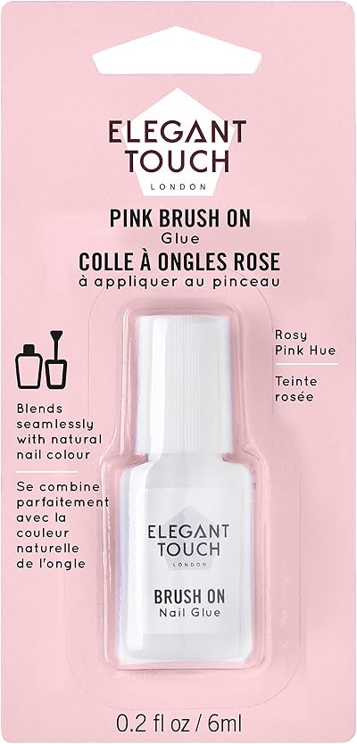 Elegant Touch Nail Glue Pink 6ml - Rosy Hue, Invisible for French Nails