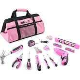 DIFFLIFE Tool Set for Women, Lady's Power Screwdriver Cordless 126-Piece | Pink Toolkit Rechargeable Set Home Repairing Tool Set with Wide Mouth Open Storage 126PCS 3.6V Electric Screwdriver Tool Bag