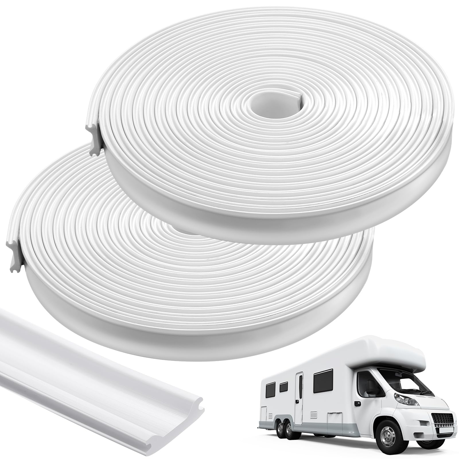 Photo 1 of Colingmill 50ft Rv Camper Trailer Insert Trim Mold 3/4'' Rv Door Flexible Screw Cover White Vinyl Rv Trim for Rvs Campers and Travel Trailers (White)