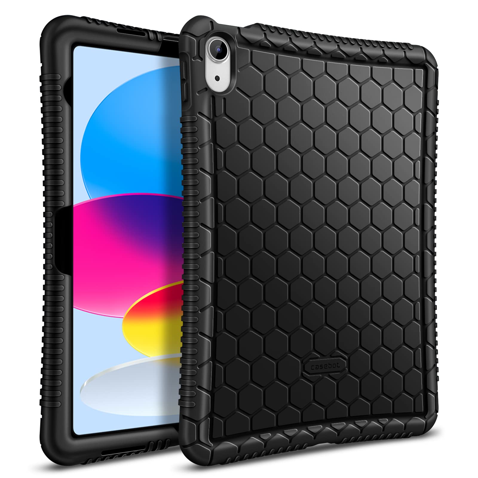 FINTIE Silicone Case for iPad A16 11th Generation (2025) 11 inch, iPad 10th Generation (2022) 10.9 inch - [Honey Comb] Slim Anti Slip Shockproof Soft Protective Bumper Cover, Black