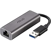 ASUS USB-C2500 2.5G Ethernet USB Adapter Supports Wired Network Connection Mac OS, Linux, Windows, Backward Compatible on 1G/