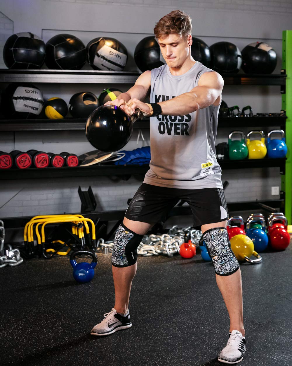 AEOLOS Knee Sleeves (1 Pair)，7mm Compression Knee Braces for Heavy-Lifting,Squats,Gym and Other Sports