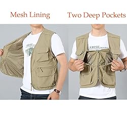 Flygo Men's Utility Cargo Vest Outdoor Summer Work
