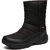 SILENTCARE Mens Winter Mid-Calf Snow Boot Fur Warm Waterproof Slip On Outdoor Athletic