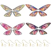 Pandahall 16Pcs Resin Butterfly Wing Charms Colorful Fairy Wing Charms Cute Animal Wing Pendants with Jump Rings Earring Hooks for Women Earring Jewelry Making