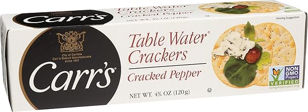 CARR’S TABLE WATER CRACKERS, CRACKED PEPPER, 4.25 OZ