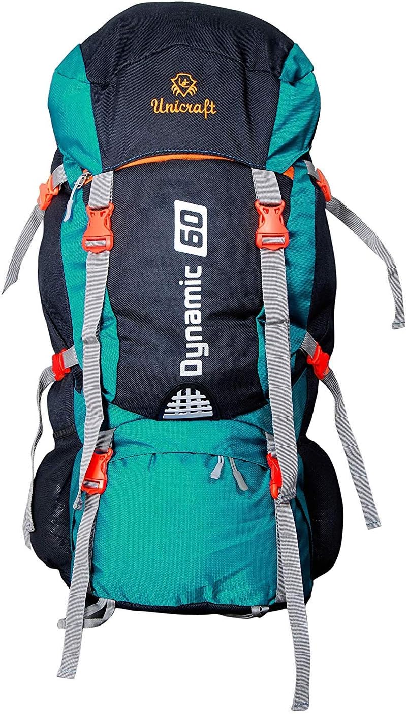 60 Litre Waterproof Rucksack Dynamic, Gear Up Backpack Bag for Travelling Hiking Camping Trekking with Laptop Compartment+ Rain Cover(Airport Green)