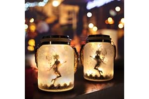 KAIXOXIN 2 Pack Solar Lantern Fairy Lights Ideal for Great Gifts White Frosted Glass Hanging Jar Solar Lights Outdoor Decorative 20 Warm White Mini LED String Lights (Fairy-2)