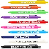 Crtiin 10 Pcs Funny Pens for Adults Fun Ballpoint Pens Bulk with Sayings Novelty Quotes Black Ink for Christmas Women Men Coworkers Colleagues Office Gifts(Bright Color,Snarky)