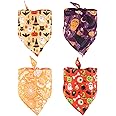 4pcs Halloween Dog Bandana, Cute Halloween Dog Scarf Triangle Dog Bandanas Pumpkin Bat Halloween Pet Bandana for Large Medium