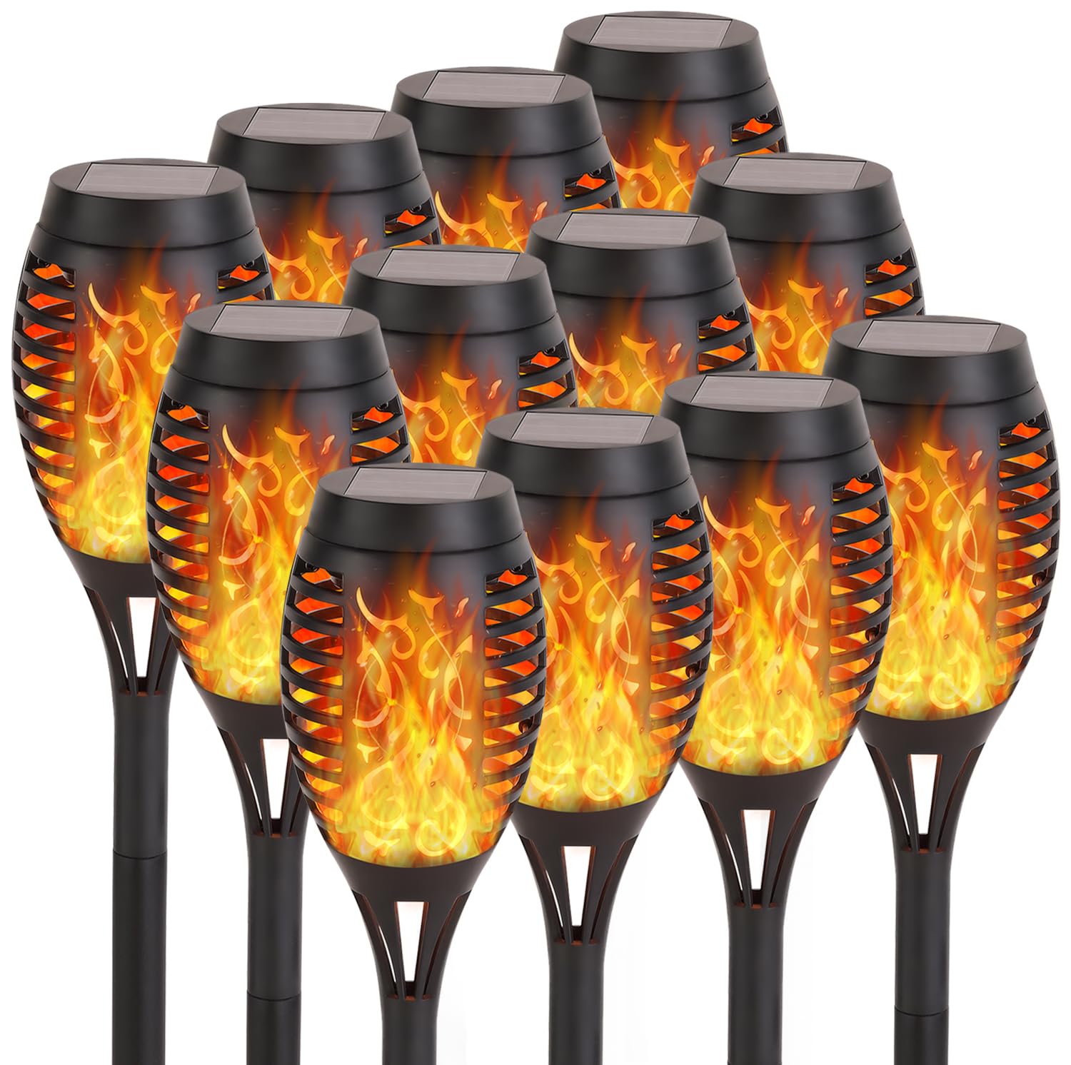 Photo 1 of RIDALUX Solar Lights Outdoor, 12Pack Solar Torch Light with Flickering Flame for Garden Decor, Waterproof Outdoor Lighting Landscape, LED Flame Torches for Outside Patio Pathway Yard Decorations