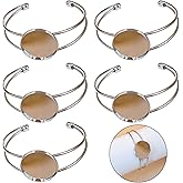KMYZQDV 5Pcs Bracelet Blanks Adjustable Round Jewelry Making for Bracelets Silver Bezel Tray Base for DIY Bangle Corsage Cuff Supplies with Bezels and for Bangles Craft 25mm