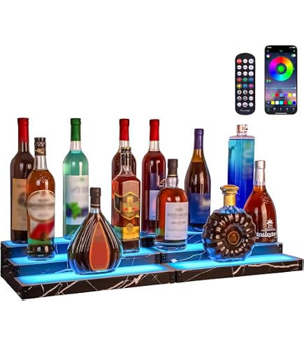 VEVOR Display bottiglie di vino illuminato a LED, 2 livelli 30 pollici