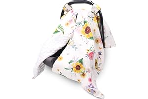 TANOFAR Car Seat Cover Baby, Carseat Covers Baby Boy Girl, Peekaboo Opening Infant Car Seat Cover for Winter, Warm & Cozy, Floral