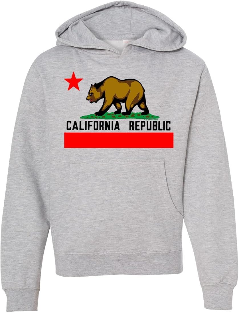 Dolphin Shirt Co California Republic Borderless Bear Flag Black Text Youth Sweatshirt Hoodie
