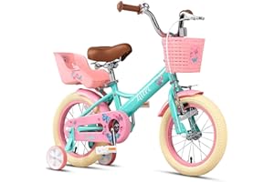 Glerc Sasha Girls Bike, 12-20 Inch Kids Bike for Ages 2-13 Years Old Children, Retro Vintage Style Kids Bicycle with Doll Bike Seat, Basket and Training Wheels, Multiple Colors