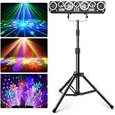 KeoBin All-in-One DJ Light with Stand, Rotating Multi-Beam Effects | 50+ Laser Lights, 180&deg; Wide-angle Bee-eye Effects, 63 RGBWA+UV Strobes, DMX512, Remote and Sound Activation for Club, Party