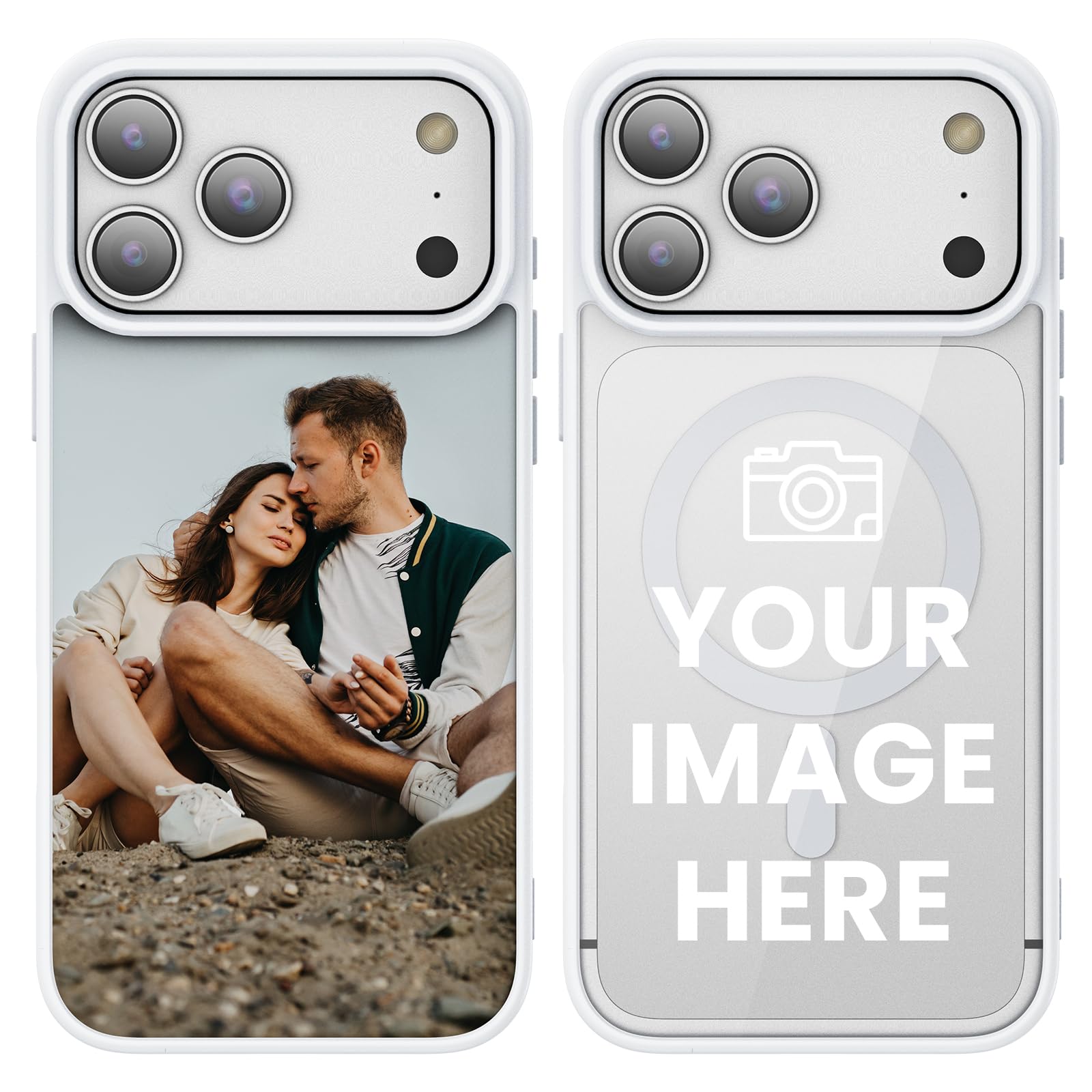 Custom Magnetic Phone Case for Phone X–17 Series (17/17 Air/17 Pro/17 Pro Max), Personalized Translucent Matte Slim Cover, Shockproof Protective Case, Unique Gift (White)