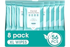 PROCIV Facial Cleansing Wipes, Tea Tree Oil Extract for Face Cleansing, Salicylic Acid for Acne Treatment, Hydrating Pore Care for Sensitive Skin, Exfoliating & Soothing Double-Sided Cleansing Wipes (56PCS)