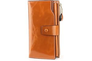 YALUXE Women's Genuine Leather Wallet RFID Blocking Multi Card Holder with Cell Phone Pocket Mothers Day Gifts