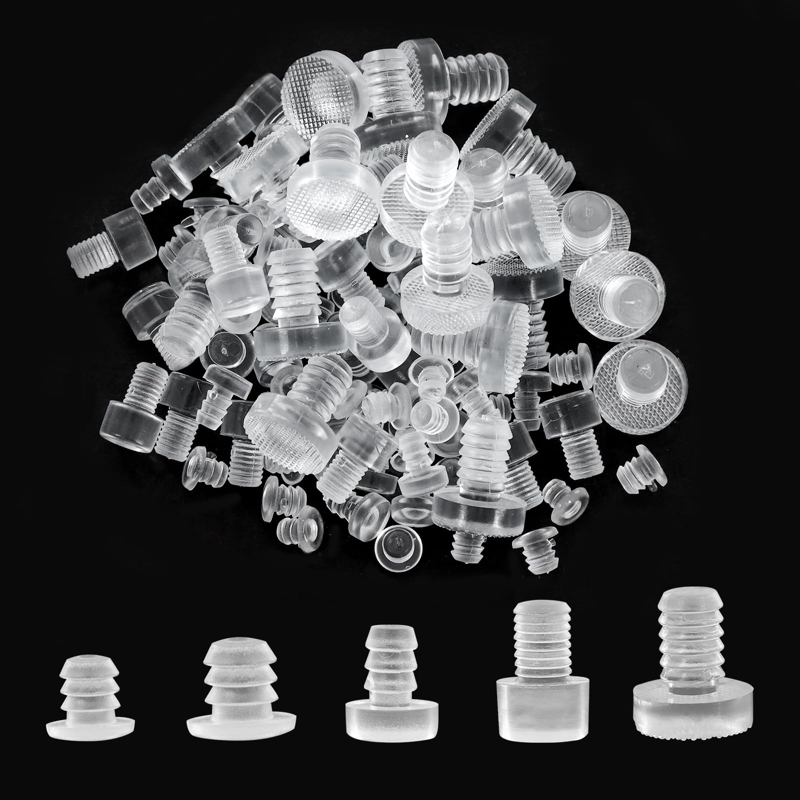 Photo 1 of 100 pcs Glass Table Top Bumpers with Stem, 5 Sizes Anti Slip Pads, Glass Table Top Anti Slip Pads, Cabinet Cushion Dots, Cabinet Door Bumper