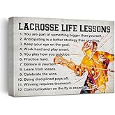 Hijie Lacrosse Poster Positive Canvas Wall Art for Home Sports Club Decor, Lacrosse Life Lessons Canvas Print Painting, Lacrosse Gifts for Men, 12x15 Inch