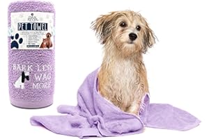 DAN RIVER 100% Cotton Dog Bath Towel Ultra Soft 450 GSM Super Absorbent Quick Drying Paw Embroidered Pattern and Lint-Free Cat, Puppy & Pet Grooming Towel | 20x40 inches | Crocus Petal