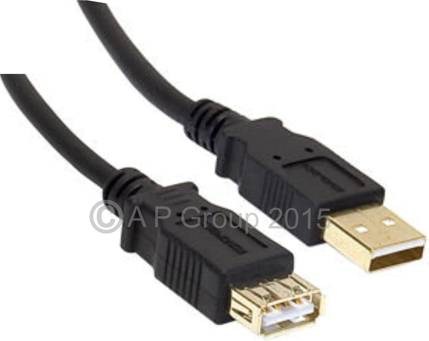 rhinocables USB 2.0 Cable USB Extension Cable Lead Wire A to A Black & Gold Male to Female Socket Home & Office Use (1m)