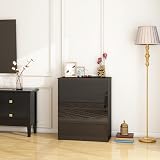 Panana Modern High Gloss Drawer Cabinet 4 Drawers Black No Handle view 3