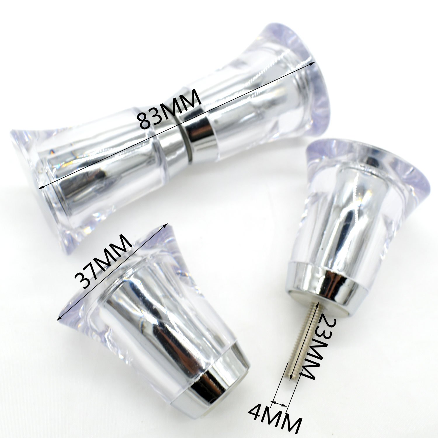 YUANQIAN 2 Pair Shower Door HandleKnob Clear Acryl Cone Shaped